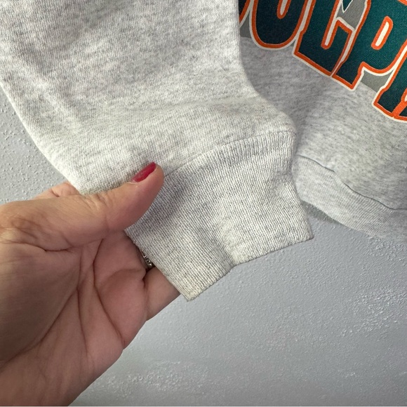 Hanes Gray Miami Dolphins Crewneck Sweater vintage 1995 size medium - Picture 5 of 6